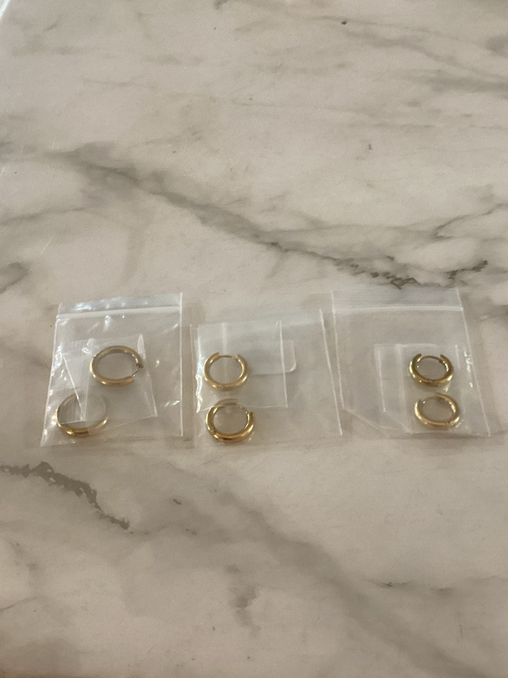 Gold Hoop Huggie Earrings - Set of 3